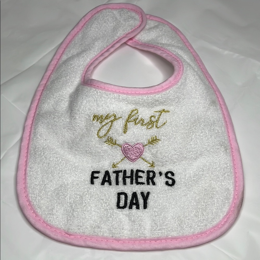 My First Father's Day Baby Bib - White and Pink